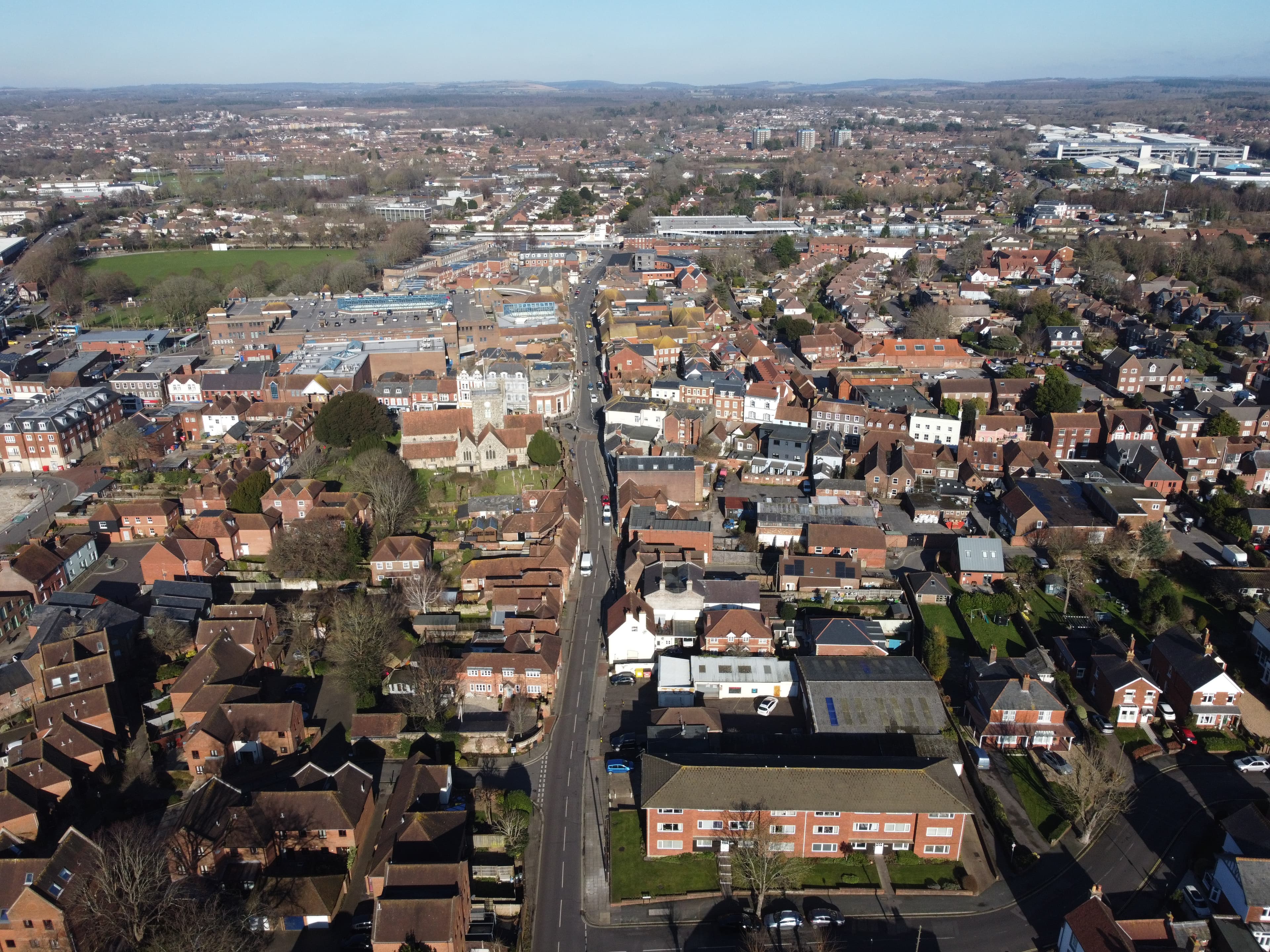Aerial view of central Havant, Hampshire