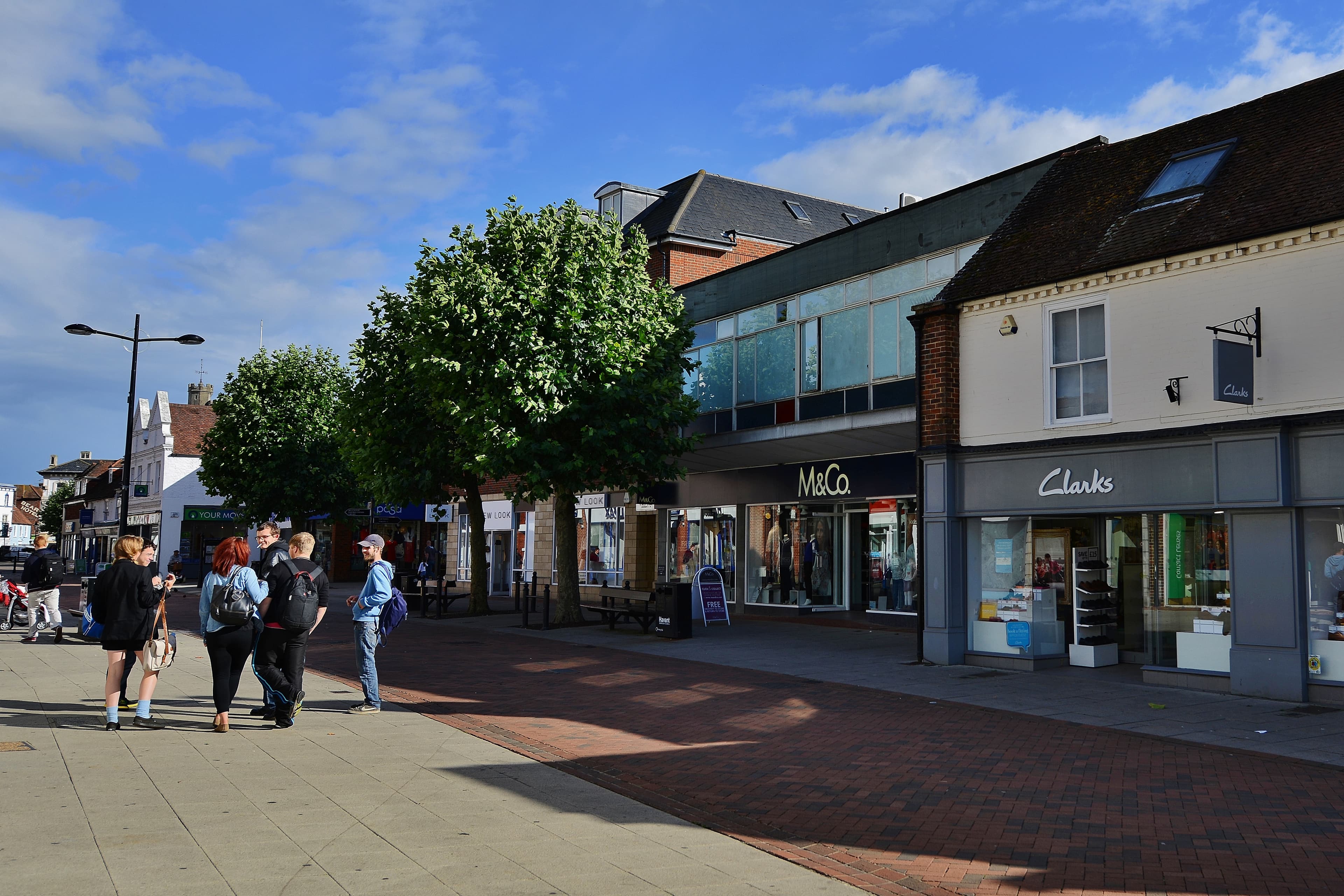 Shops along West Street in Havant town centre